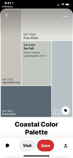 the coastal color palette is shown in this screenshoter's iphone screen shot