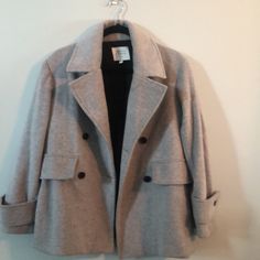 Nwot, Light Grey Cozy Peacoat. Chic Pea Coat With Pockets For Cold Weather, Chic Pea Coat With Lapel Collar For Cold Weather, Cozy Wool Outerwear For Spring, Wool Pea Coat For Cold Weather In Spring, Wool Pea Coat For Spring Cold Weather, Pea Coats, Light Grey, Jackets & Coats, Jackets For Women