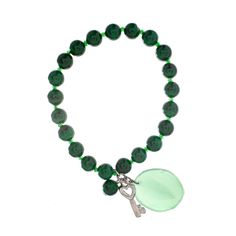 "Find the John Bead Malachite Natural Stone Stretch Bracelet with Agate & Key Charm at Michaels. com. This handmade bead bracelet, made using dyed green malachite and an agate and silver key charm, will make a fantastic addition to your accessory collection. Believed to restore harmony and balance, jade is a beloved stone that adds instant polish to any ensemble. This handmade bead bracelet, made using dyed green malachite and an agate and silver key charm, will make a fantastic addition to your Silver Key, Green Malachite, Bracelets Handmade Beaded, Bead Bracelet, Stretch Bracelet, Stretch Bracelets, Silver Charms, Natural Stone, Natural Stones