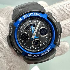 From G-SHOCK in its pursuit of toughness, this model from the AW-691 series features a big powerful face.  Features: World time Stopwatch Repeat countdown timer Protective Mineral Glass Window Lens Round Plastic Case.Resin Strap with Buckle. Water Resistant to 100 metres A practical and cool model based on the ever-evolving G-SHOCK. Freshly installed battery and is running very well  Ships immediately Black Chronograph Watch With Alarm, Black Outdoor Watch With Alarm, Blue Chronograph Watch For Outdoor Activities, Blue Analog Chronograph Watch For Outdoor, Blue Chronograph Watches For Outdoor Activities, Blue Chronograph Watch With 10atm Water Resistance For Outdoor, Outdoor Black Chronograph Watch With Alarm, Outdoor Blue Analog Chronograph Watch, Blue Chronograph Watch For Outdoor