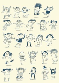 an illustrated drawing of people doing different things