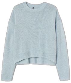 Blue Soft Knit Cropped Sweater For Spring, Blue Textured Knit Cropped Sweater With Crew Neck, Casual H&m Sweater For Layering, H&m Casual Sweater For Layering, Cozy Blue Cropped Soft Knit Sweater, Blue Cozy Cropped Sweater In Soft Knit, Cozy Crew Neck Sweater From H&m, Cozy H&m Crew Neck Sweater, H&m Casual Textured Knit Sweater