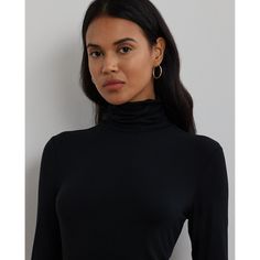 Made with soft jersey with a touch of stretch this figure-skimming turtleneck makes an essential layer for the season. Jersey Turtleneck, Shirt Blouses, Turtle Neck, Ralph Lauren, Clothes For Women, Clothes