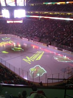 an ice hockey game is being played at night