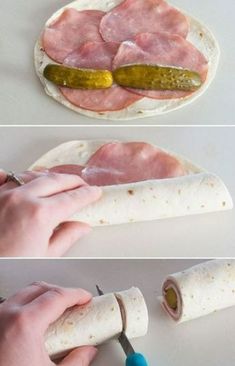 the process to make a sandwich with ham and pickles