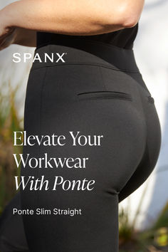 Our SPANXsmooth™ ​Ponte pants will leave you cool & confident. Grab your perfect fit today! Black Stretch Wide Leg Pants For Yoga, Black Yoga Pants With High Stretch And Comfort Waistband, Black Stretch Pants With Hip Pockets, Functional High Stretch Black Yoga Pants, High Stretch Breathable Black Yoga Pants, Trans Clothing, Dress Pants For Women, Boyish Girl