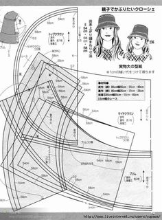 the diagram shows how to make a hat and dress for girls with long hair, which is