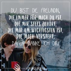 two women standing next to each other with a quote on the side saying,'du best die freundn, die immer fur much da