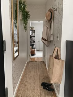 Before/After: How to Decorate a Narrow Entryway or Hallway - City Chic Decor Apartment Hallway Decor Narrow, Small Entry Way Ideas Narrow Hallways, Narrow Dark Hallway, Narrow Dark Hallway Ideas, Small Narrow Hallway, Narrow Hallway Design, Narrow Stairwell, Long Narrow Entryway, Narrow Entry Hallway