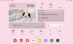 a pink web page with an image of a stuffed animal and other items on it