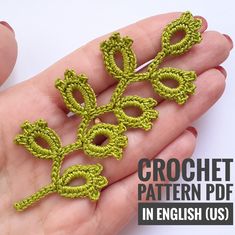 crochet pattern for brooch pins in english and us hand stitched leaves