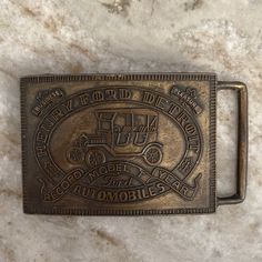 Rare Find Vintage (1970s) Henry Ford Belt Buckle Brass Model T Record Year Unisex One Size Brass Belt, Ford Accessories, Brass Belt Buckles, Henry Ford, Model T, 70s Vintage, Vintage 1970s, Belt Buckle, Brown Gold