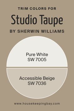 What are the Trim colors of Studio Taupe SW 7549 by Sherwin Williams? Sw Moth Wing, Light Walls Darker Trim, Taupe Trim, Window Casings, Sherman Williams, Room Revamp, Yellow Paint Colors, Dark Trim, Accessible Beige