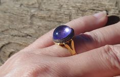 Antique Amethyst Engagement Ring Victorian Engagement Ring - Etsy Heirloom Style Amethyst Ring With Polished Finish, Handmade Yellow Gold Amethyst Ring, Handmade Gold Amethyst Ring For Formal Occasions, Heirloom Amethyst Ring With Polished Finish, Polished Vintage Amethyst Ring, Vintage Amethyst Rings With Polished Finish, Unique Amethyst Collectible Ring, Unique Collectible Amethyst Ring, Handmade Round Sapphire Ring For Formal Occasions