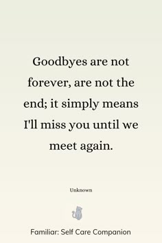 a quote on goodbyes that reads goodbyes are not forever, are not the end it simply means i'll miss you until we meet again again