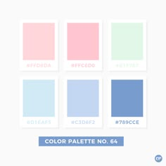 the color palette is shown in four different colors, including pink, blue and green