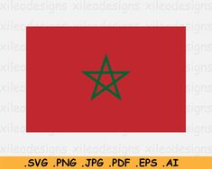 the flag of morocco is shown in red and green, with a star on it