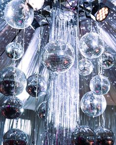 disco ball chandelier hanging from the ceiling