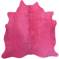 a pink cowhide rug on a white background