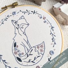 an embroidery pattern with a fox on it