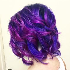 Hair Purple Highlights, Blue And Purple Hair, Blue Purple Hair, Dark Ombre Hair, Black Hair Ombre, Types Of Hair Color, Purple Ombre Hair, Purple Highlights, Dye Hair