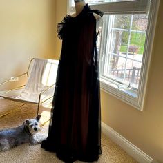 Only Worn Once For Dinner Party. Trimmed For 5”3 Tall Lady On High Heels. Black Organza Gown With Sheer Details, Tall Lady, Chiffon Gown, Tall Women, Brunello Cucinelli, Dinner Party, High Heels, Chiffon, Dress Es