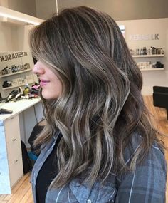 Dark Hair Blond Balayage, Ash Brown Balayage Light, Balayage For Grey Hair, Sandy Brunette Balayage, Dimensional Babylights, Cool Brunette Hair Color Ash Brown, Fall Hair 2023 Trends, Blonde Balayage Asian Hair, Cool Tone Brown Hair With Highlights