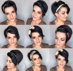 Headbands Hairstyles Short, Headbands For Short Hair, Peinados Fáciles Para Cabello Corto, Haircut And Color, Short Haircut, Short Hair Styles Pixie, Short Curly Hair