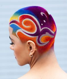 Colored Undercut, Hair Graffiti, Hair Tattoo Designs, Tie Dye Hair, 3d Graffiti, Rock Hairstyles, Hair Tattoo