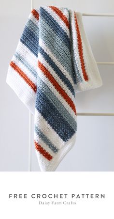 a crocheted dish towel hanging on a rack with the text free crochet pattern