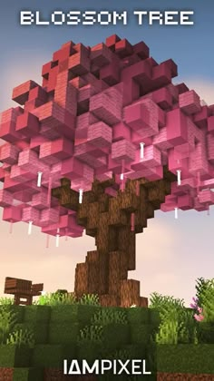 an image of a tree that has been made with blocks