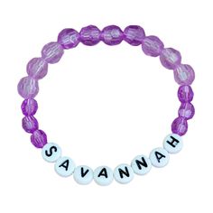 Handmade Savannah Beaded Children's Bracelet Brand: Handmade Type: Stretch Bracelet Bead Color: Purple, White Bead Material: Plastic Vintage: No Stretches To Fit Most Wrist Sizes. Brand New And Never Worn Mickey Mouse Necklace, Hello Kitty Earrings, Purple Beaded Bracelets, Disney Earrings, Dream Bracelet, Personalised Gifts Handmade, Slap Bracelets, Kids Accessories Jewelry, Purple Beaded