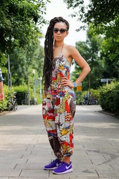 Jumpsuits seem to be everywhere this Summer. And they come in so many different styles and prints – it is hard to settle for just one or err two. Great wardrobe add-on I say! Do you own one y… Amazing Braids, Patterned Jumpsuit, African Print Jumpsuit, Side Pony, Afro Punk Fashion, Estilo Harajuku, Amsterdam Fashion, Afrocentric Fashion, Late Bloomer