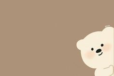 a white teddy bear peeking out from behind a brown wall with its head on the corner