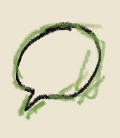 a drawing of a green speech bubble