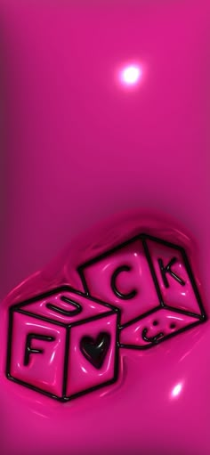 two dices with the word love spelled on them in black and pink colors against a purple background