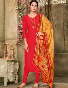 Red Chanderi Cotton Chudidar Salwar Suits Red Embroidred/Printed/Weaving Work:Arabic Attire #salwarskameezdesigns2015 #desisalwarkameezonline #kameezdesigns2020 #bestladiessuits #howtomakesalwarkameez #suitsdescription #bestsuitforwomen #elegantshalwarkameez #latestsalwarkameez2016 #indiansalwarsuitsonlineshopping #salwarkameezonsale #neckdesignforsalwarkameez #elegantsalwarkameez #onlinesalwar #floralprintsalwarkameez #salwarkhamiz #newdesignsalwarkameez Cotton Churidar, Salwar Suits Party Wear, Indian Salwar Suit, Churidar Suits, Designer Salwar Suits, Salwar Kameez Designs, Cotton Bottoms, Salwar Suit, Red Bottoms