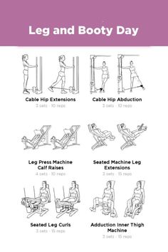 the leg and boot day poster shows how to use an exercise machine for back pain