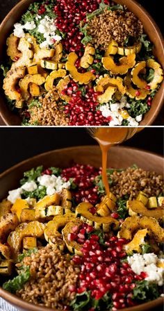 two pictures showing different types of food in a bowl