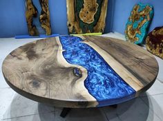 a table that has been made to look like a river running through the center of it