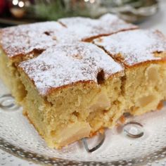 a piece of cake sitting on top of a glass plate