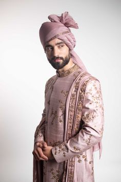 Deep Mirage Sherwani Set - Contrast by Parth Mauve hand embroidered sherwani made in finest silk, paired with a silk stole and safa. Included in purchase: Kurta and Pants Product Specification Color: Black (can be customized) Fabric: Italian Suiting Occasion: Formal Event, Wedding, Bridal, Reception Style: Tuxedo Designer: Contrast by Parth Care: Dry Clean Only Work: Hand Embroidered ( Variation in color, fabric & detail is possible. Model images are only representative.) This can be customized Kurta And Pants, Embroidered Sherwani, Silk Stoles, Sherwani For Men, Wedding Sherwani, Add Sleeves, Vacuum Storage, Indian Wedding Wear, Wear Store