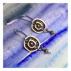 Earrings Antique, Evil Eye Earrings, Spike Earrings, Rustic Jewelry, Broken Chain, Eye Earrings, Unisex Gifts, Antique Earrings, Baby Bag