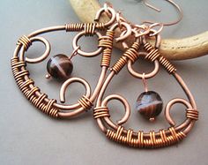 Wire Wrapped Copper Earrings - Copper Jewelry - wire wrapped Earrings handmade