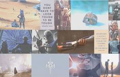 many different pictures are shown in this collage, including star wars and the force awake