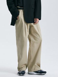 Editor's NotesThese versatile classic chinos are made from original cotton chino fabric with stretch. They are cut for a semi-wide fit with natural drapes and have hidden banding waist for comfortable wear.- Zip and button fastenings- Hidden banding waistband- Two front slash pockets- Two back welt pockets- D-ring at front belt loop- Semi-wide fitMeasurements (in.)30(78)/ 32(82) / 34(86) / 36(90)- Total Length: 41.7 in. / 41.7 in. / 42.1 in. / 42.1 in.- Waist: 15.9 in. / 16.7 in. / 17.5 in. / 18.3 in.- Thigh: 13.8 in. / 14.5 in. / 14.5 in. / 14.9 in.- Hem: 10.0 in. / 10.2 in. / 10.4 in. / 10.6 in.- Rise: 11.2 in. / 11.4 in. / 11.7 in. / 11.9 in.- Hip: 22.0 in. / 22.8 in. / 23.6 in. / 24.4 in.Model info: 6' 1.2, 143.3 lbs / Fitting size Top 105, Bottom 32Composition & Care- 98% Cotton, Korean Pants Length Men, Solid Straight Chinos For Fall, High-waisted Cotton Chinos With Welt Pockets, Fall Chinos Straight Pants, Solid Work Pants With Loosely Fitted Hips For Spring, Cotton Wide-leg Work Pants, Wide Leg Cotton Chinos, Cotton High-waisted Cargo Pants, Loosely Fitted High-waisted Cotton Work Pants