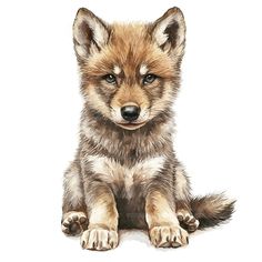 a painting of a baby fox sitting down