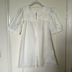 With Tags Never Worn. Size 12 Kids I’m A S/Xs So I Planned On Wearing This As A Long Blouse With Leggings Or Jeans. Cello Dress - Salt Daywear Puff Sleeve Dress With Lace Trim, Short Sleeve Puff Dress With Lace Trim For Daywear, Puff Sleeve Dress With Lace Trim For Daywear, Short Sleeve Puff Dress With Lace Trim, Casual Cotton Puff Sleeve Dress For Daywear, Cotton Puff Sleeve Dress For Daywear, Short Sleeve Cotton Mini Dress For Brunch, White Puff Sleeve Mini Dress With Lace Trim, Cotton Puff Sleeve Mini Dress For Daywear