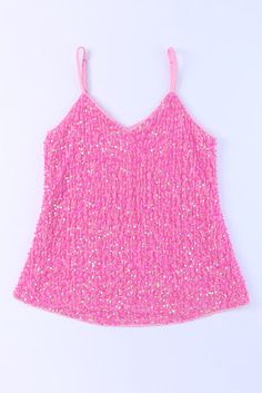 Look stunning in this bright pink sequined velour strappy tank. An extra special, superior quality piece with an elegant feel, this soft velour tank features adjustable straps and a fully lined fit - perfect for a sophisticated evening. Beautiful sequins sparkle atop the luxurious fabric, creating a sophisticated and tasteful look. US Size Chart Sizes Bust Waist Length Hem Stretch Relax Relax Relax Relax Mild S 37 42 20 43 Mild M 40 45 21 46 Mild L 42 47 21.5 49 Mild XL 45 50 22 52 Mild High Clothes, Lisa Fischer, Tank Top Straps, Luxurious Fabric, Sequin Tank, Sequin Tank Tops, Mein Style, Pink Sequin, Pink Tank