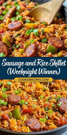 sausage and rice skillet with green peppers